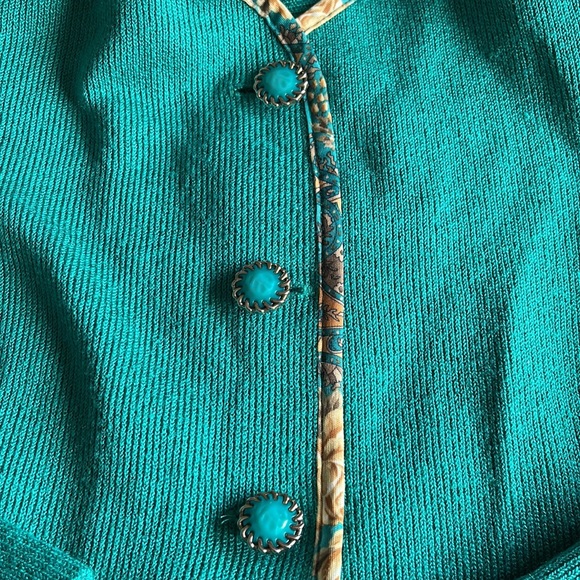 Pablo Collection Turquoise Teal Button Blazer Suit Jacket size 12 - Picture 10 of 17